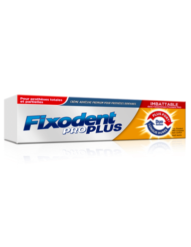 Fixodent Pro PLUS Duo Action Crème adhésive Premium pour Prothèses Dentaires - 60g