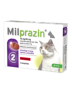  Milprazin Vermifuge 16 mg/40 mg Chat - 2 comprimés