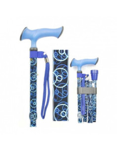 Canne  Pliable et Réglable Ronds Bleus en Aluminium