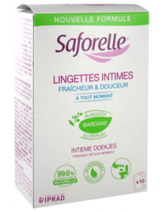 Saforelle Lingettes Intimes Individuelles - 10 Lingettes 