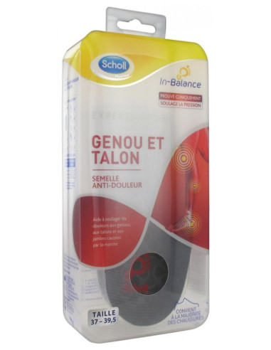 Scholl ExpertSupport Semelles Anti-Douleur Genou et Talon Taille : 37-39,5 - 1 paire 