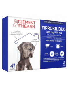 Clément Thékan Fiprokil Duo 402 mg/120 mg Chien - 4 Pipettes