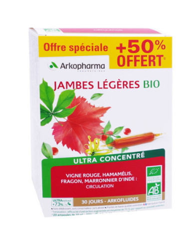Arkopharma Arkofluides Jambes Légères Bio - 30 ampoules