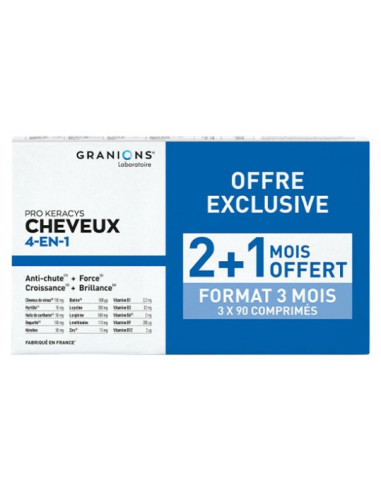 Granions Pro Keracys Cheveux Anti-Chute Force Croissance Brillance - 3x90comprimés
