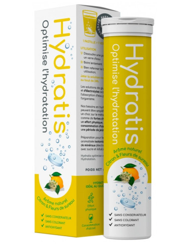 Hydratis Solution d'Hydratation Arôme : Citron Fleur de Sureau - 20 Pastilles Effervescentes