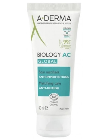  A-DERMA Biology AC Global Soin Matifiant Anti-Imperfections Bio - 40 ml