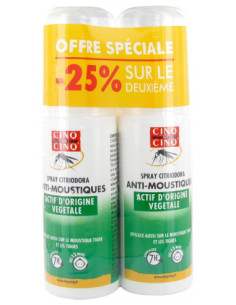 Cinq sur Cinq Spray Citriodora Anti-Moustiques - Lot de 2...