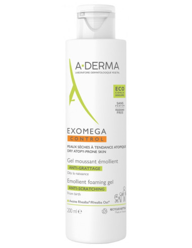 A-DERMA Exomega Control Gel Moussant Émollient Anti-Grattage - 200 ml