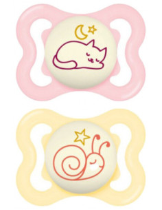 MAM 2 Sucettes Supreme Nuit 2-6 Mois - Modèle : Chat et...