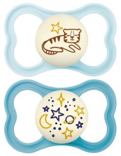 MAM 2 Sucettes Supreme Nuit 18 Mois et + - Couleur : Bleu