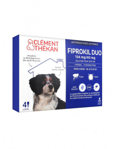Clément Thékan Fiprokil Duo 134 mg/40 mg Chien - 4 Pipettes