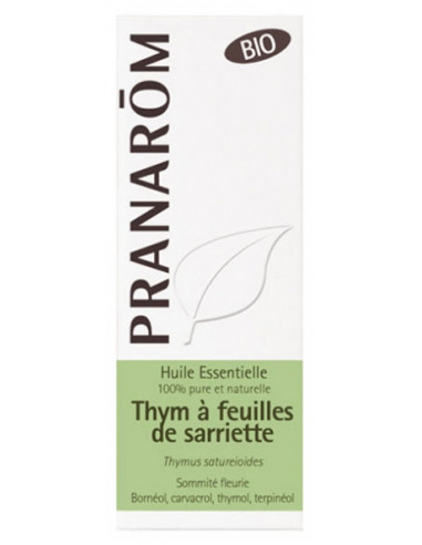 Pranarôm Huile Essentielle Thym à Feuilles de Sarriette (Thymus satureioides) Bio - 10 ml 
