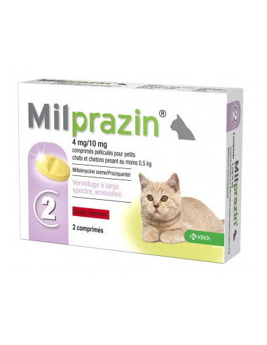 Milprazin Vermifuge 4 mg/10 mg Chatons et Petits Chats - 2 comprimés