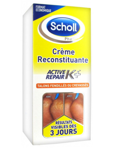 Scholl Crème Reconstituante pour Talons Fendillés ou Crevassés Active Repair K+ - 120 ml