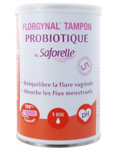 Saforelle Florgynal Tampon Probiotique Applicateur Compact Mini - 9 Tampons 
