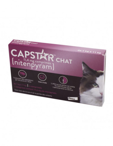Capstar 11.4mg comprimés anti-puces chats - 6 Comprimés