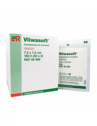 L&R Vliwasoft Compresse Non-Tissé 2 7,5x7,5cm - 100 unités