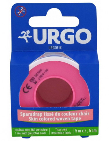  Urgo Fix Sparadrap Tissé de Couleur Chair 5 m x 2,5 cm - 1 unité