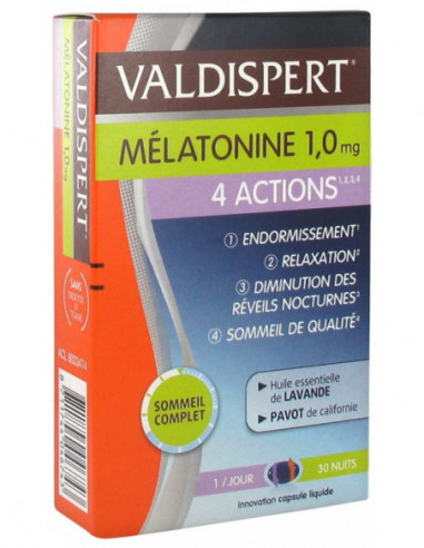 Valdispert Mélatonine 1 mg 4 Actions - 30 Capsules