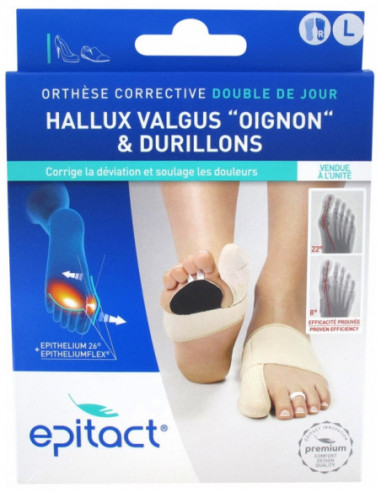 Epitact Hallux Valgus Oignon & Durillons Orthèse Corrective Double de Jour Pied Droit - Taille S