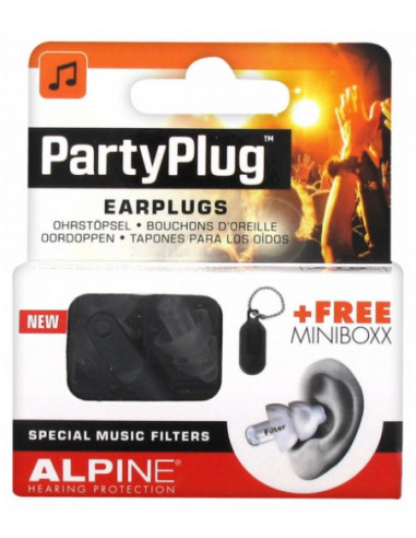Alpine Hearing Protection Partyplug Bouchons d'Oreille + Minibox Gratuite