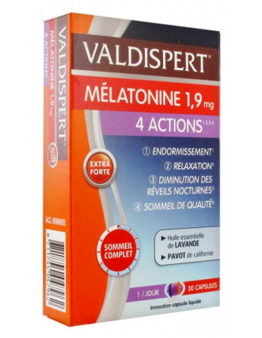 Valdispert Mélatonine 1,9 mg 4 Actions - 30 Capsules