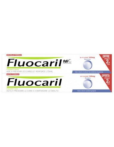 Fluocaril Dentifrice Gencives Bi-Fluoré 145 mg - Lot de 2 x 75 ml