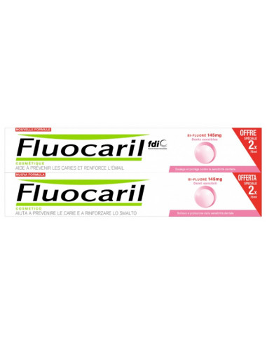 Fluocaril Dentifrice Dents Sensibles Bi-Fluoré - Lot de 2 x 75 ml