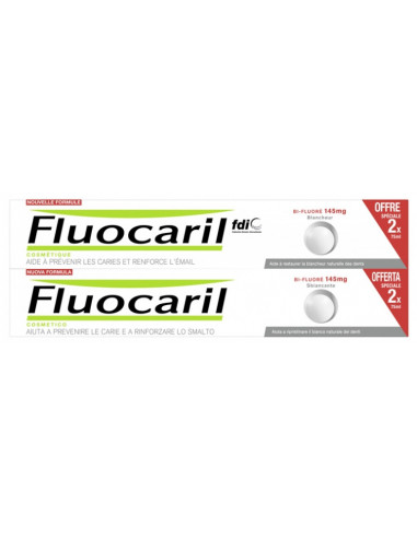 Fluocaril Dentifrice Blancheur Bi-Fluoré - Lot de 2 x 75 ml