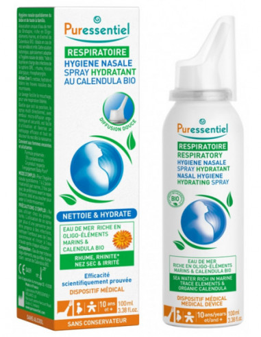 Puressentiel Respiratoire Hygiène Nasale Spray Hydratant au Calendula Bio - 100 ml