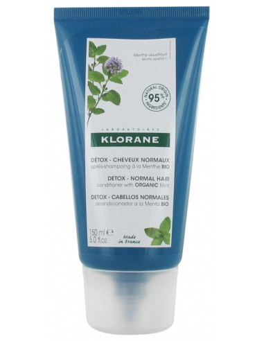 Klorane Détox - Cheveux Normaux Après-Shampoing à la Menthe Bio - 150 ml
