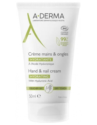 A-DERMA Crème Mains & Ongles Hydratante Bio - 50 ml