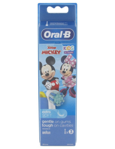 Oral-B Disney Kids 3 Ans et +  Têtes de Rechange - Modèle : Mickey - 3 unités 