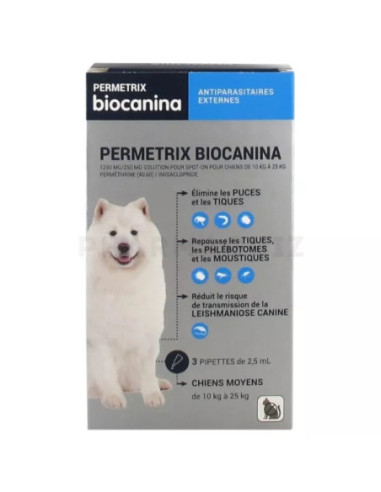 Biocanina Permetrix Chiens Moyens - 3 Pipettes