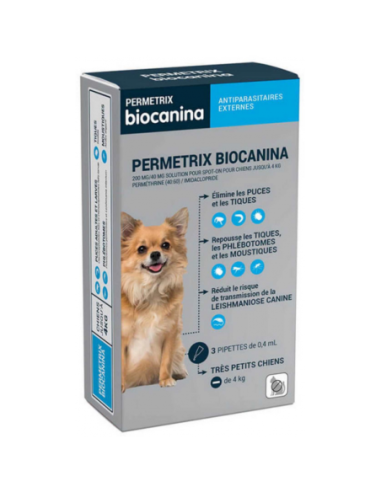 Biocanina permetrix très petits chiens de 4 200mg/40mg - 3 unités  